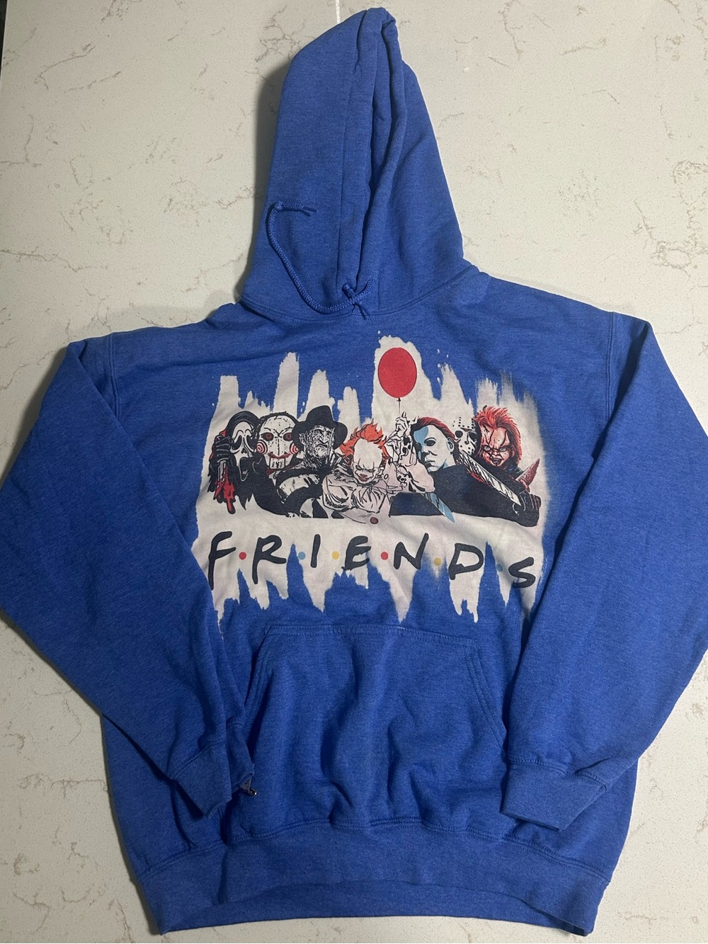 Gildan Blue Graphic Horror Characters Pullover Hoodie